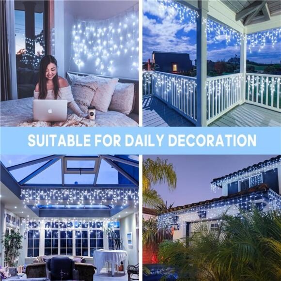 38.8FT 400 LED Icicle Lights Outdoor Waterproof, Icicle...